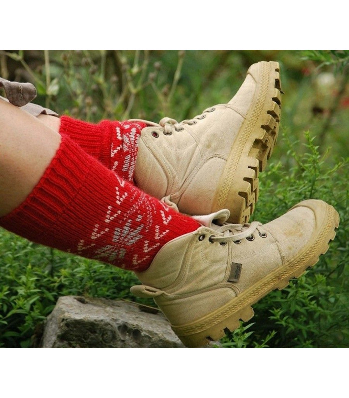 Chaussettes épaisses jacquard nordique en laine mérinos