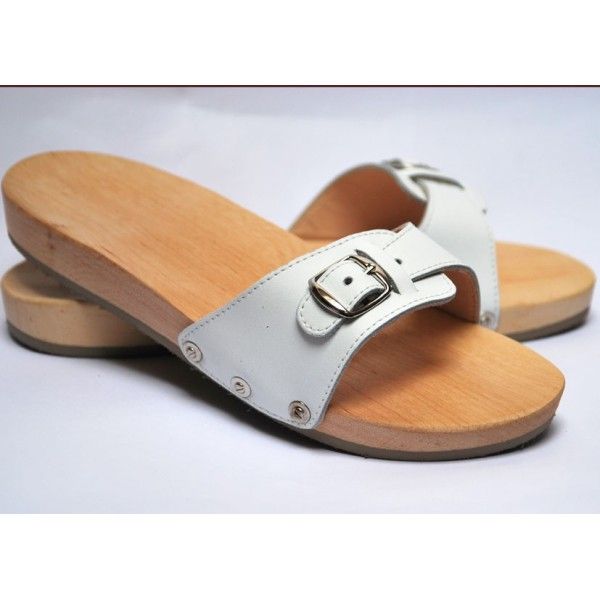 Men wooden and leather sandals