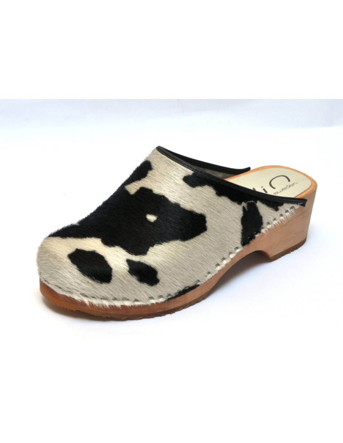 Sabots Femme FUTURO FASHION - Cuir Véritable - Semelle Bois - Noir/Blanc - Tailles 36-46 Sabots Cuir Femme