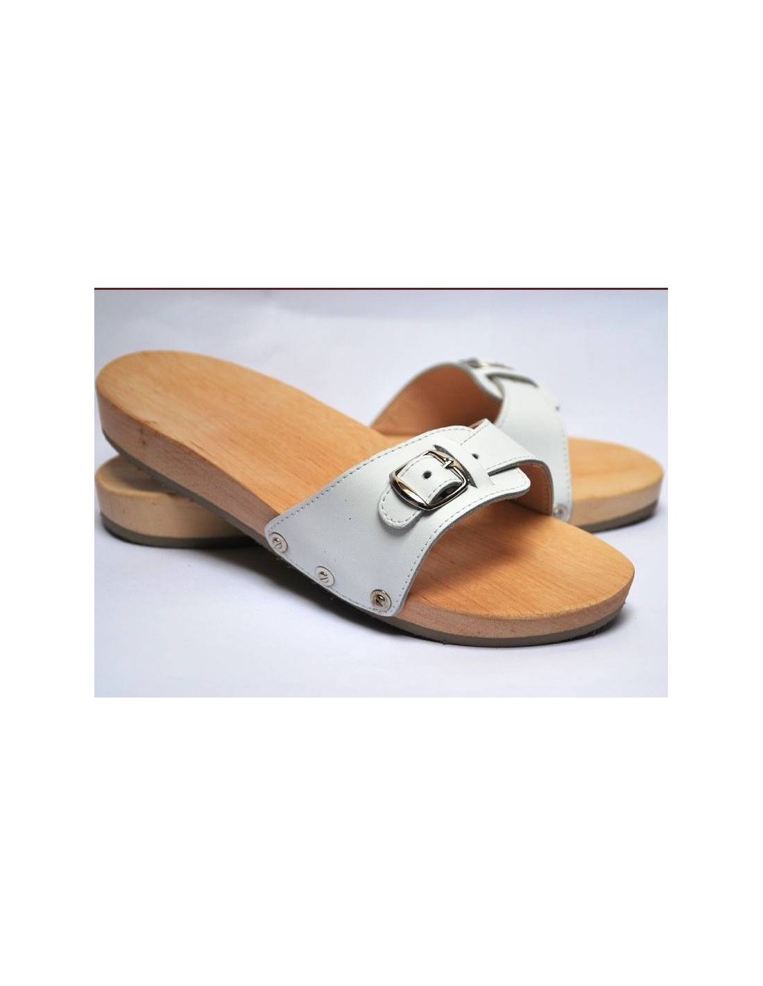 claquettes mules en bois d