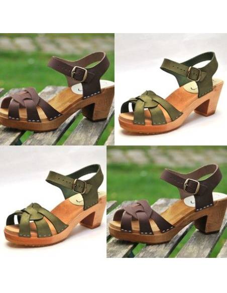 sandalias suela madera