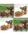 Women Swedish wood Sandals highheels nubuck leather buckle