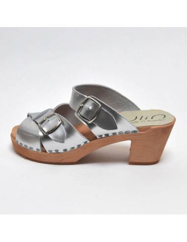 Sueca Vegetal Altos Hebilla Tacones Madera Cuero Mujer Sandalias 0wvmNn8