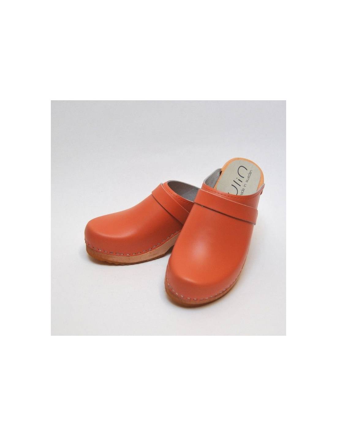 Leather swedish clogs with wooden sole for woman Esprit Nordique