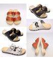 Wooden sandals FLEX leather double buckle