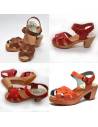 Wood hihheel Swedish Sandals woman buckle vegetal leather
