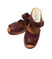 Women heels high wooden Swedish clogs and leather with buckle