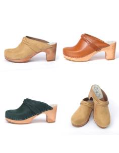 Zuecos de Suecia hechas de madera y cuero - hombre de madera sandalias,  mujer, niño