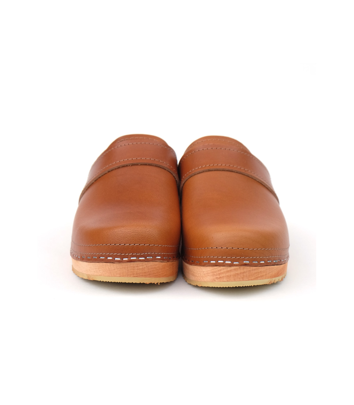 Zuecos suecos en cuero cosido madera exclusiva hombre Esprit Nordique