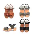 Swedish Sandals woman heels tops and vegetal tan leather Bali