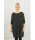 Women's tunic dress with asymmetric patterns in black and white