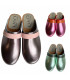 Womens Leather swedish wooden clogs silver or bronze - Esprit Nordique