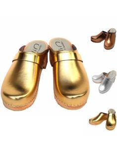 Zuecos de Suecia hechas de madera y cuero - hombre de madera sandalias,  mujer, niño