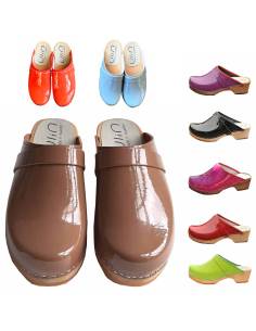 Zuecos de Suecia hechas de madera y cuero - hombre de madera sandalias,  mujer, niño