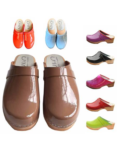 Zuecos suecos en cuero y madera exclusiva para mujer Esprit Nordique