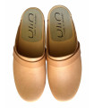 Women's slim-fitting Swedish clogs in natural leather